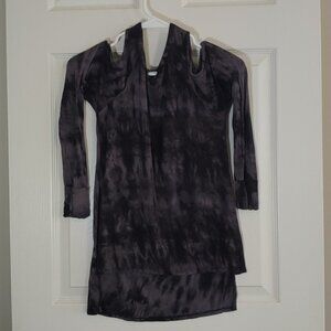 Black Tie Dye Cold Shoulder Long Sleeve Sz S